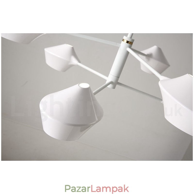 Modern kortárs csőcsillár fehér fekete akril árnyalatokkal