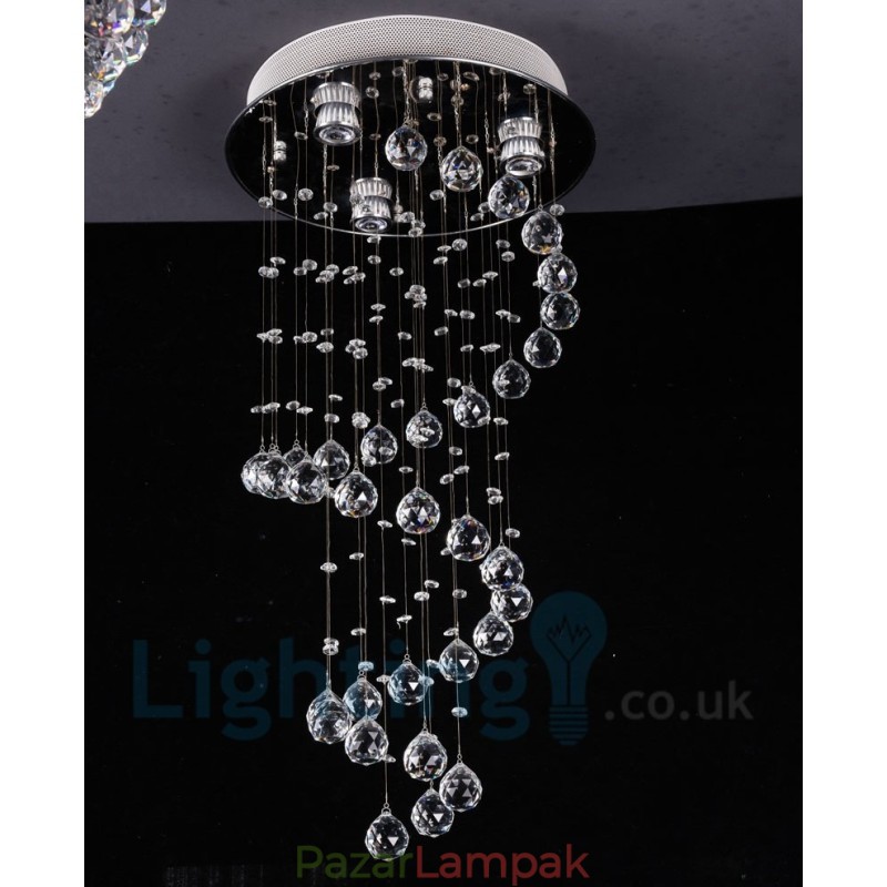 3 Light Modern K9 Crystal kerek süllyesztett mennyezeti lámpa