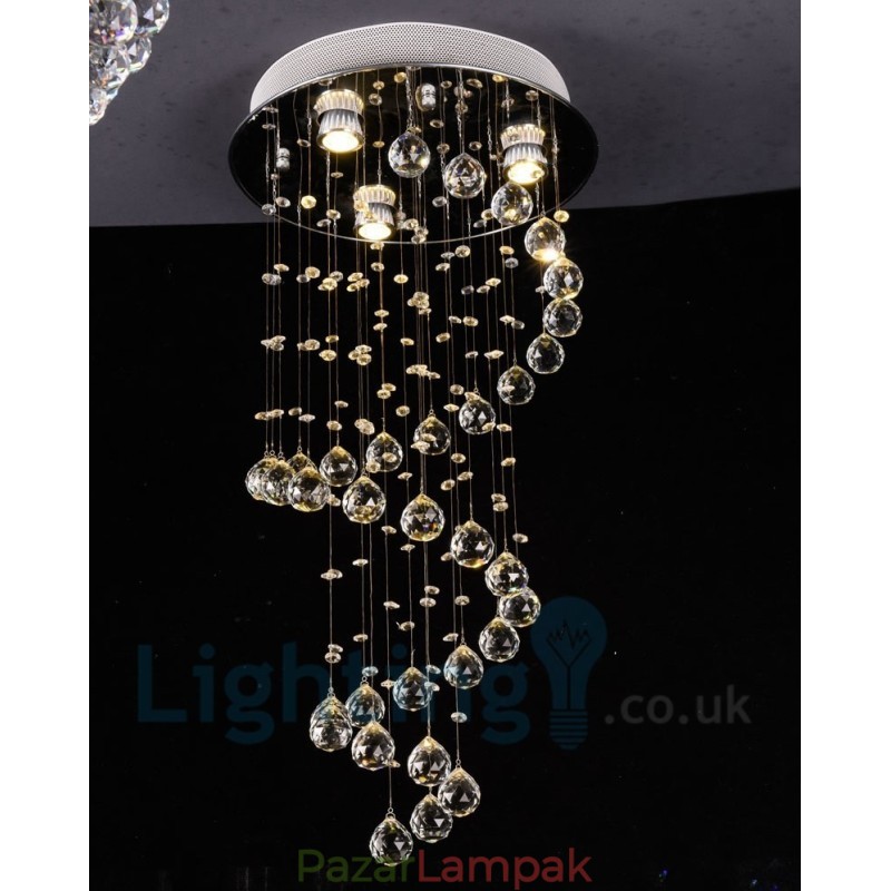 3 Light Modern K9 Crystal kerek süllyesztett mennyezeti lámpa