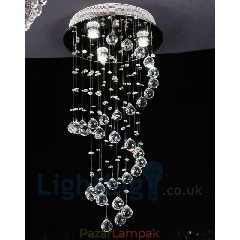 3 Light Modern K9 Crystal kerek süllyesztett mennyezeti lámpa