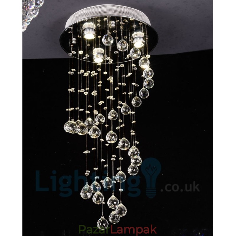 3 Light Modern K9 Crystal kerek süllyesztett mennyezeti lámpa