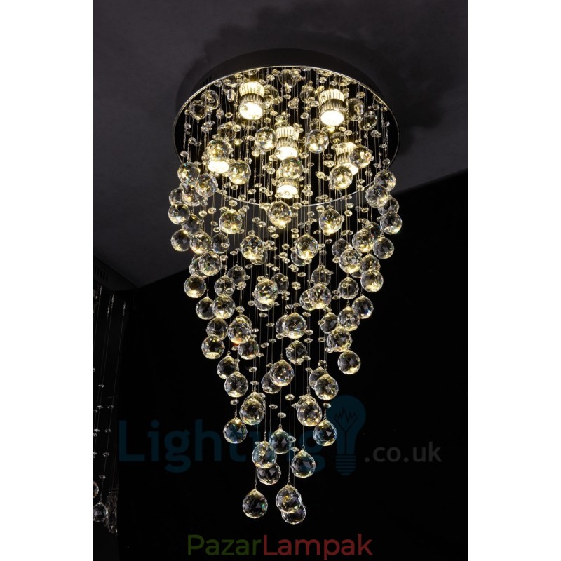 6 Light Modern K9 Crystal kerek süllyesztett mennyezeti lámpa
