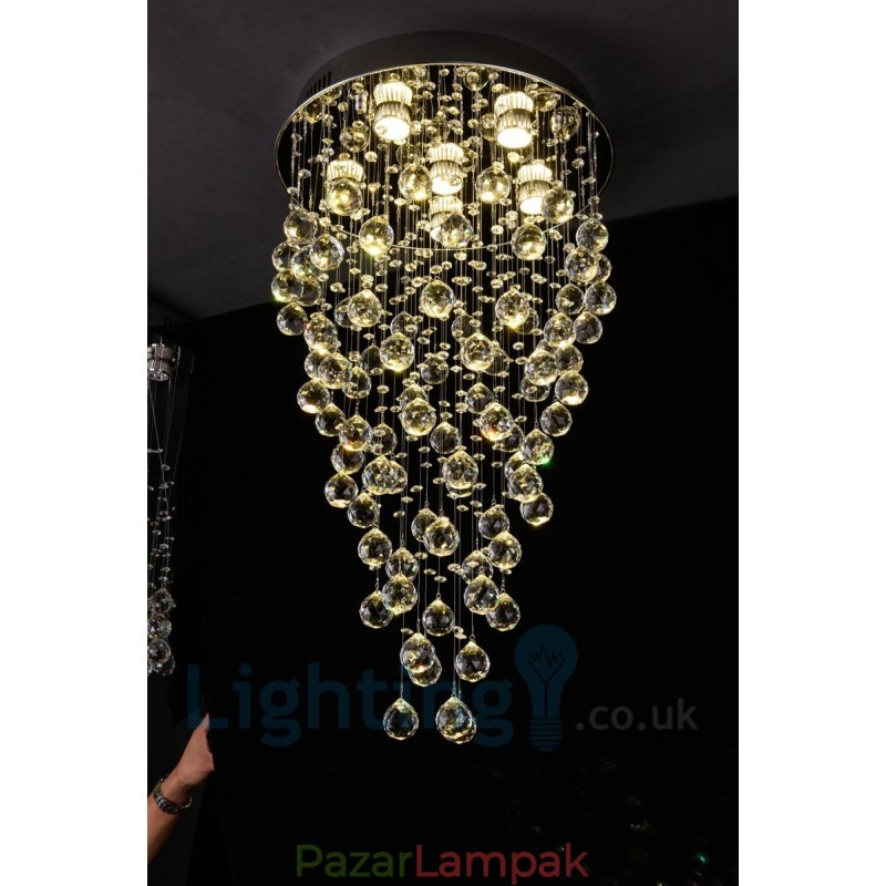 6 Light Modern K9 Crystal kerek süllyesztett mennyezeti lámpa