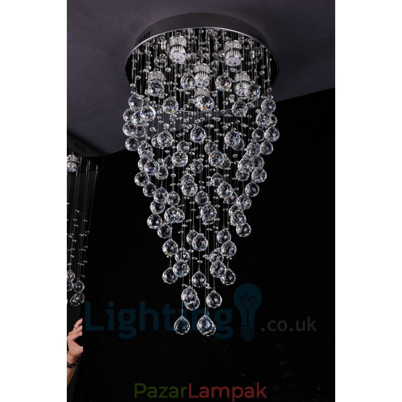 6 Light Modern K9 Crystal kerek süllyesztett mennyezeti lámpa