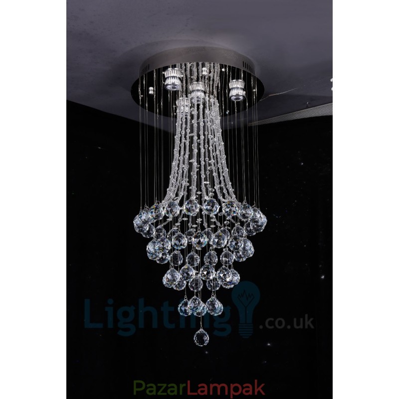 4 Light Modern K9 Crystal kerek süllyesztett mennyezeti lámpa