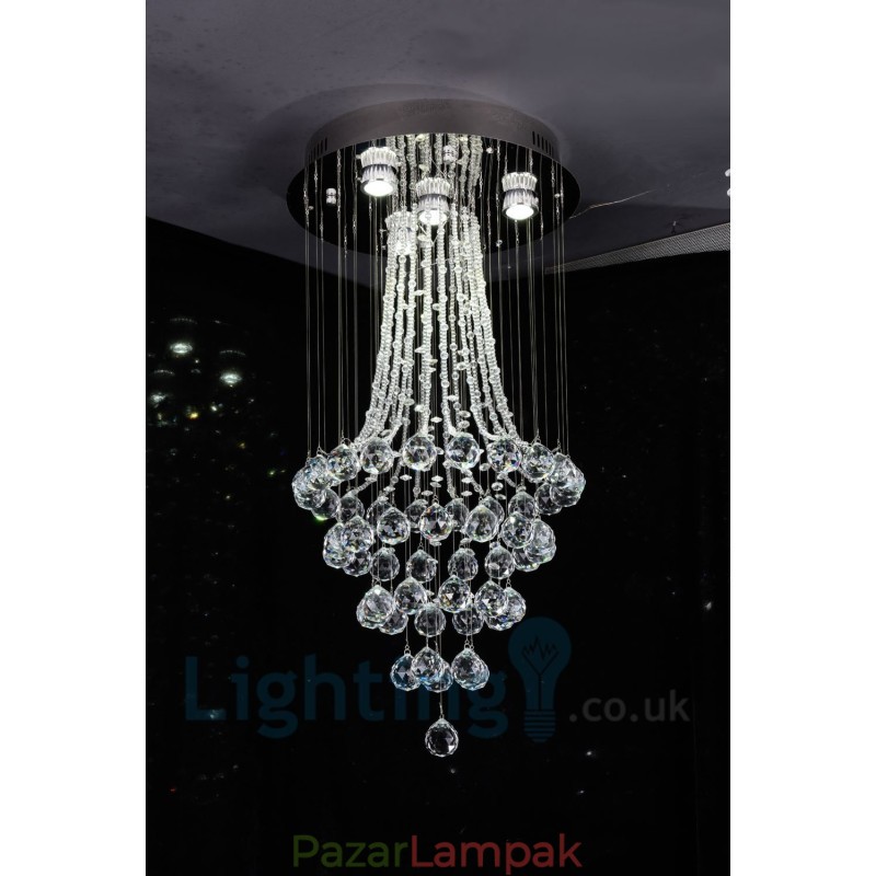 4 Light Modern K9 Crystal kerek süllyesztett mennyezeti lámpa
