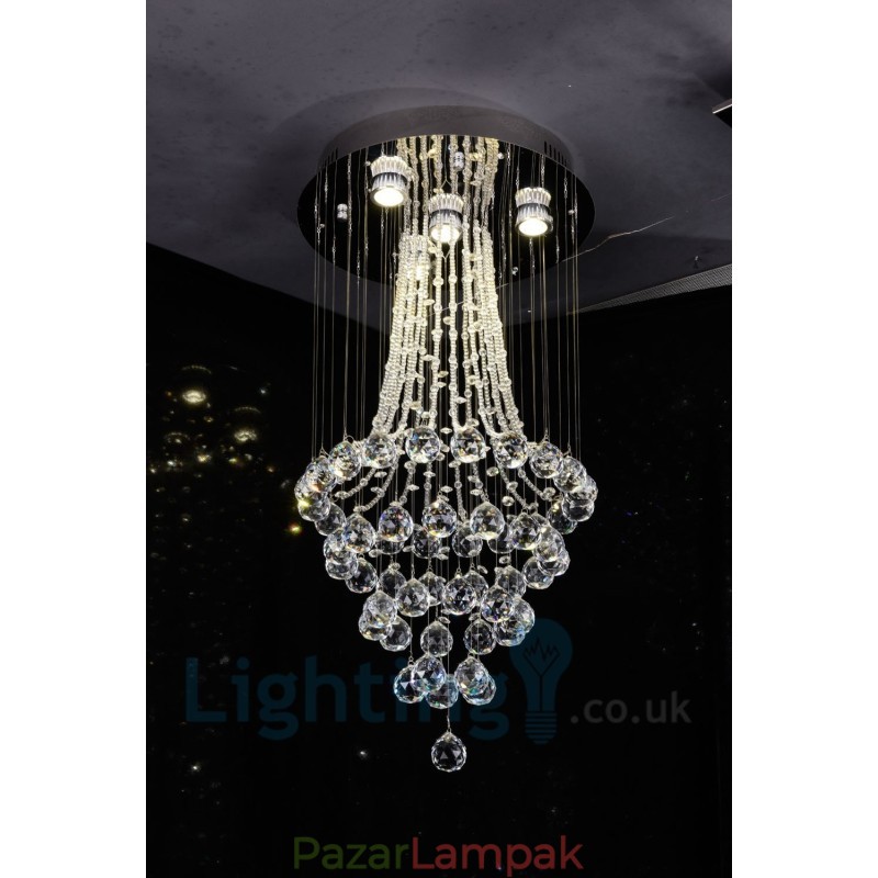 4 Light Modern K9 Crystal kerek süllyesztett mennyezeti lámpa