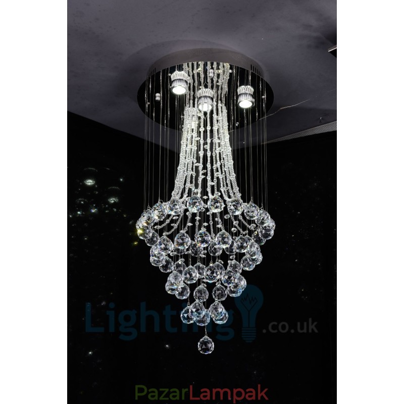 4 Light Modern K9 Crystal kerek süllyesztett mennyezeti lámpa