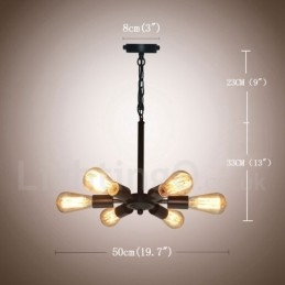 6 Világos rusztikus Retro Vintage fekete függőlámpa kivitel