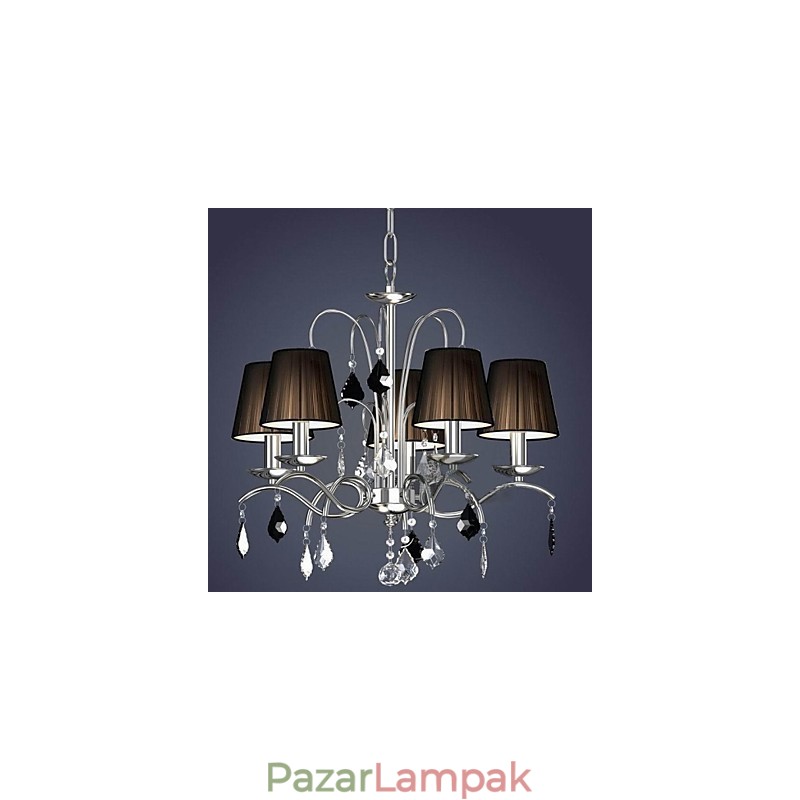 Szövet lámpaernyő, kristálycsillár 5 lámpa