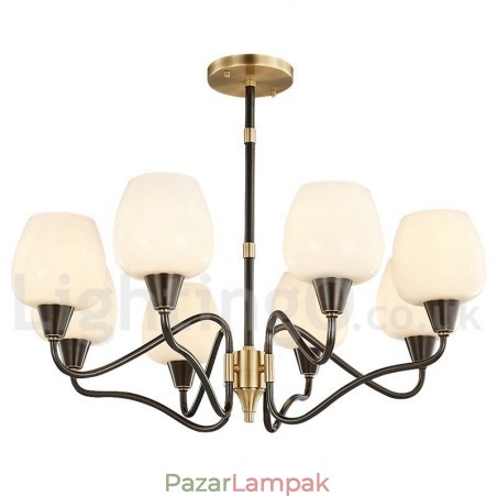 Retro Vintage sárgaréz függő gyertyacsillár üveg ernyőkkel Retro Vintage sárgaréz függő gyertyacsillár üveg ernyőkkel