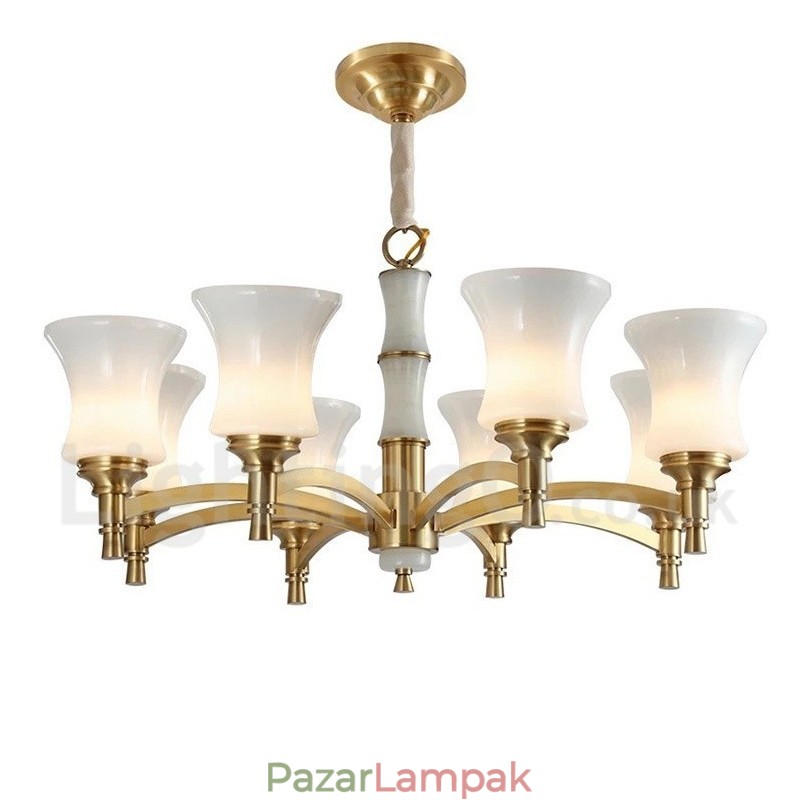 Tiszta sárgaréz luxus rusztikus retro vintage sárgaréz függő gyertyacsillár üveg ernyőkkel