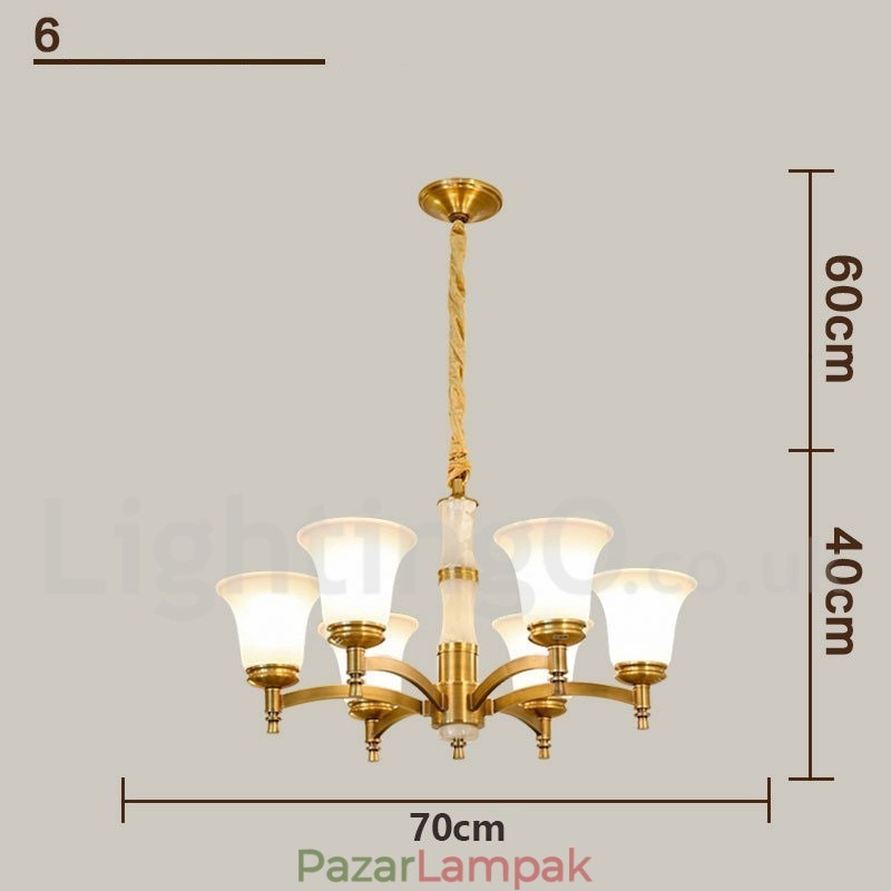 Tiszta sárgaréz luxus rusztikus retro vintage sárgaréz függő gyertyacsillár üveg ernyőkkel