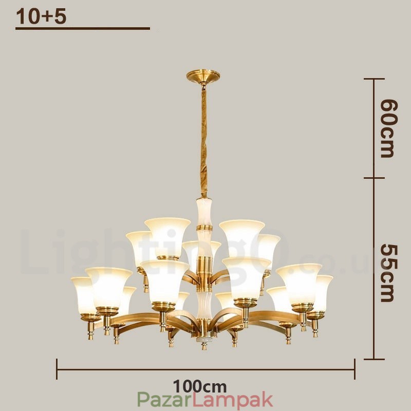 Tiszta sárgaréz luxus rusztikus retro vintage sárgaréz függő gyertyacsillár üveg ernyőkkel