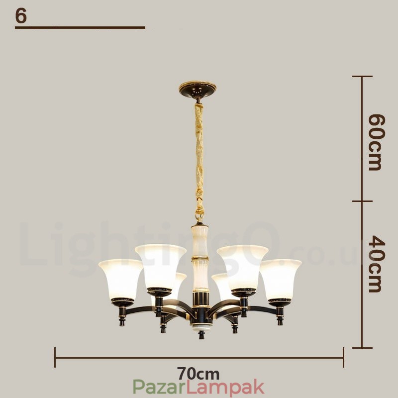 Tiszta sárgaréz luxus rusztikus retro vintage sárgaréz függő gyertyacsillár üveg ernyőkkel