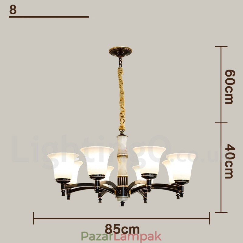 Tiszta sárgaréz luxus rusztikus retro vintage sárgaréz függő gyertyacsillár üveg ernyőkkel