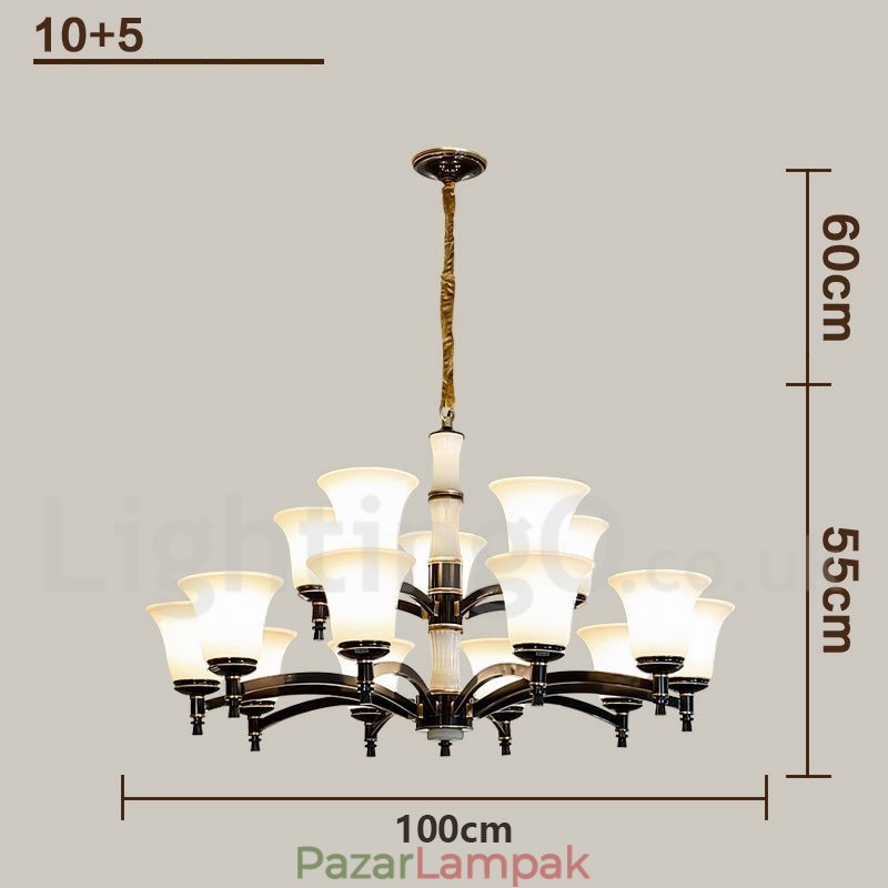 Tiszta sárgaréz luxus rusztikus retro vintage sárgaréz függő gyertyacsillár üveg ernyőkkel