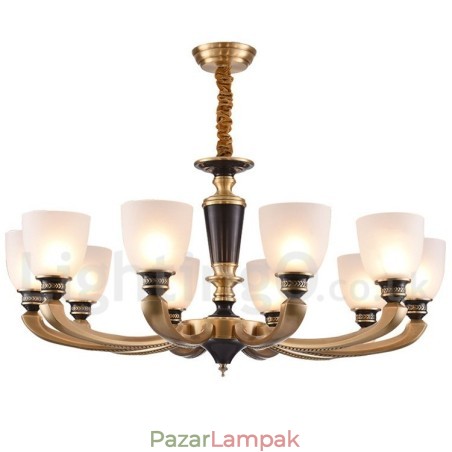 Tiszta sárgaréz luxus rusztikus retro vintage sárgaréz függő gyertyacsillár üveg ernyőkkel Tiszta sárgaréz luxus rusztikus retro vintage sárgaréz függő gyertyacsillár üveg ernyőkkel