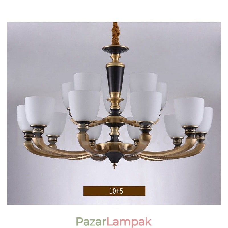 Tiszta sárgaréz luxus rusztikus retro vintage sárgaréz függő gyertyacsillár üveg ernyőkkel