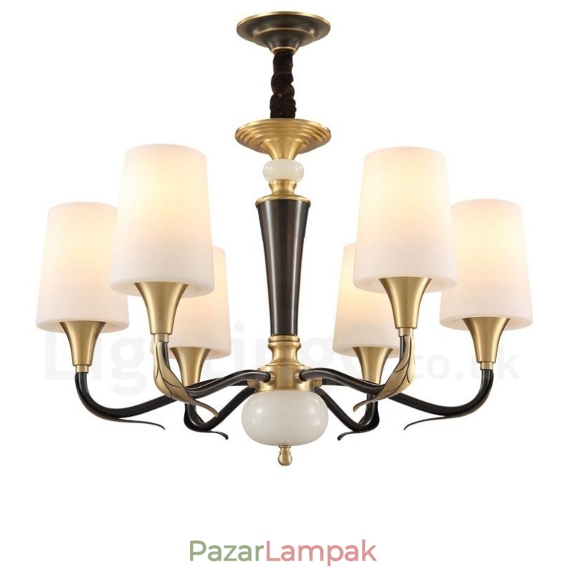 Tiszta sárgaréz luxus rusztikus retro vintage sárgaréz függő gyertyacsillár üveg ernyőkkel
