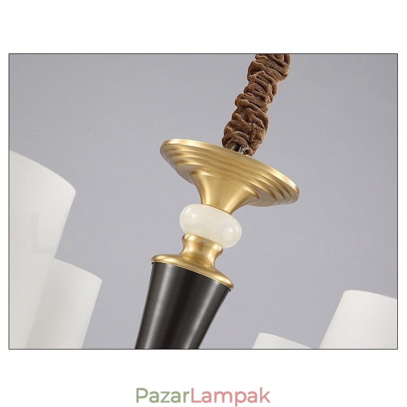 Tiszta sárgaréz luxus rusztikus retro vintage sárgaréz függő gyertyacsillár üveg ernyőkkel
