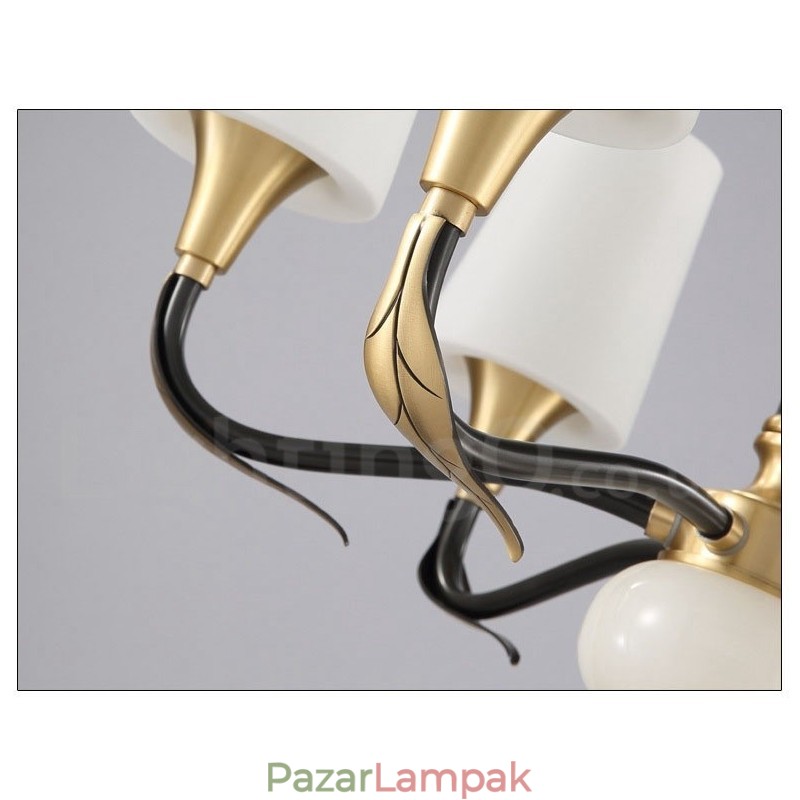 Tiszta sárgaréz luxus rusztikus retro vintage sárgaréz függő gyertyacsillár üveg ernyőkkel