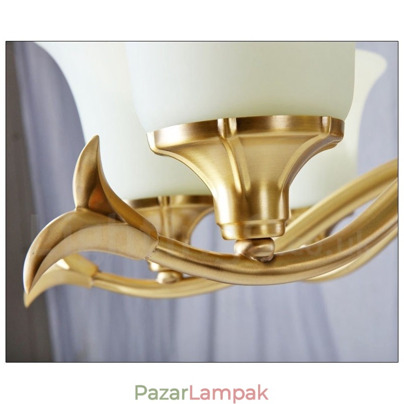 Tiszta sárgaréz luxus rusztikus retro vintage sárgaréz függő gyertyacsillár üveg ernyőkkel