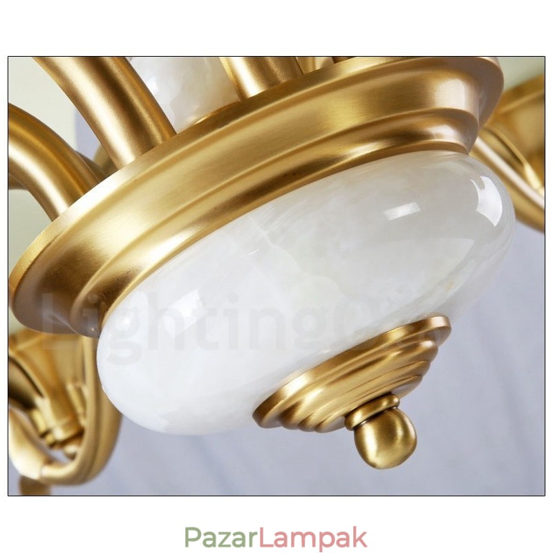 Tiszta sárgaréz luxus rusztikus retro vintage sárgaréz függő gyertyacsillár üveg ernyőkkel