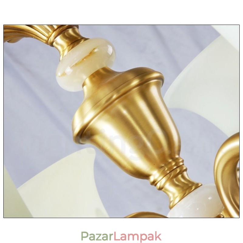 Tiszta sárgaréz luxus rusztikus retro vintage sárgaréz függő gyertyacsillár üveg ernyőkkel