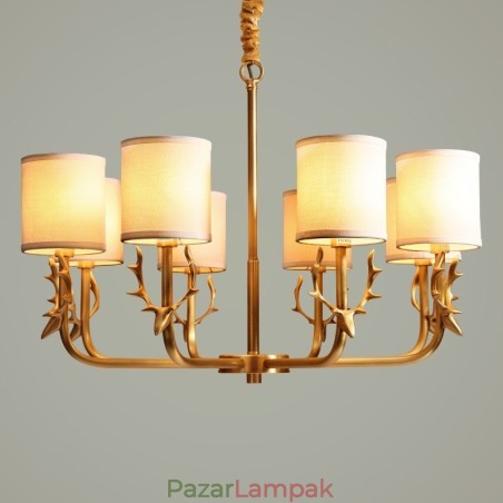 Tiszta sárgaréz luxus rusztikus retro vintage sárgaréz függő gyertyacsillár szövet ernyőkkel Tiszta sárgaréz luxus rusztikus retro vintage sárgaréz függő gyertyacsillár szövet ernyőkkel