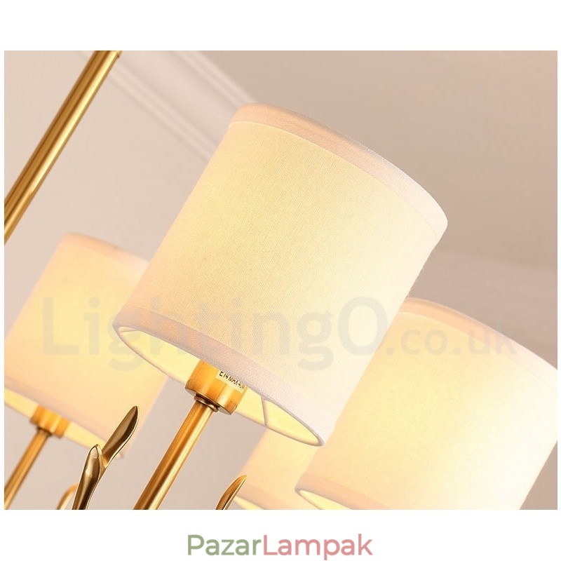 Tiszta sárgaréz luxus rusztikus retro vintage sárgaréz függő gyertyacsillár szövet ernyőkkel