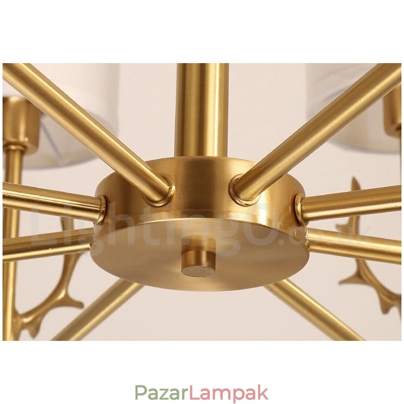 Tiszta sárgaréz luxus rusztikus retro vintage sárgaréz függő gyertyacsillár szövet ernyőkkel