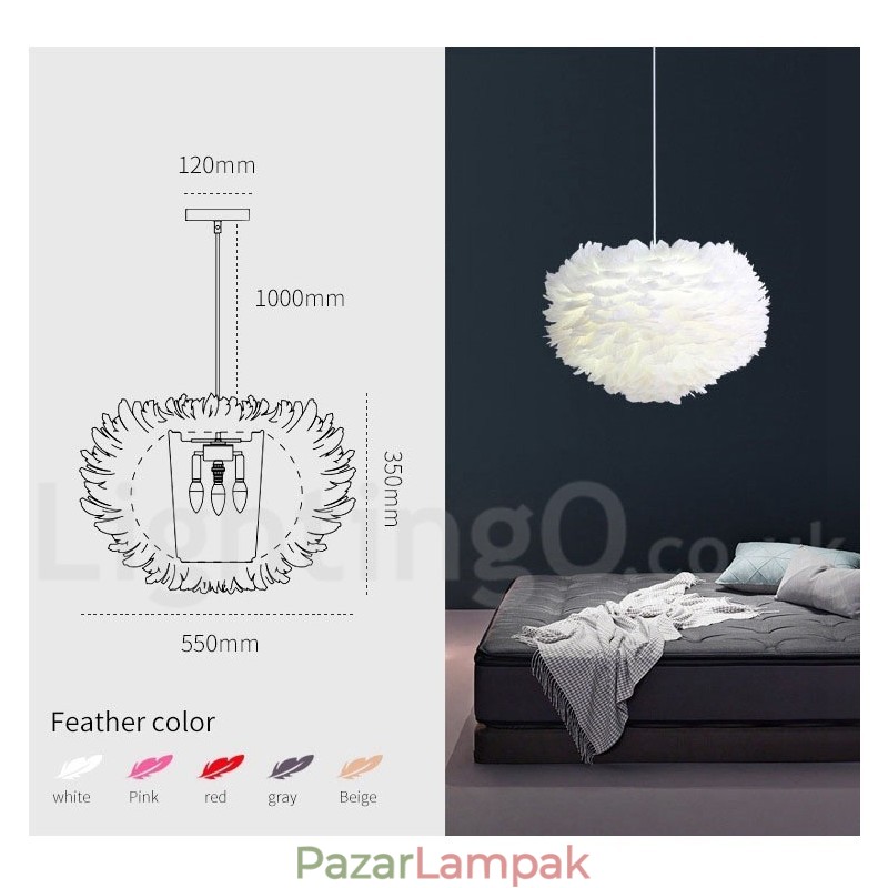 Többszínű tollcsillár Modern, kortárs függőlámpa