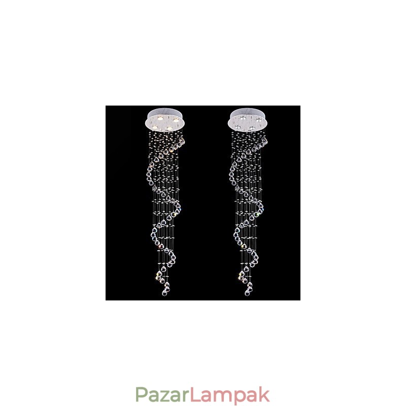 Kristály függőlámpa csillár világítás 4 lámpa ezüst baldachinos átlátszó K9 Crystal Helix mennyezeti lámpák H150CM