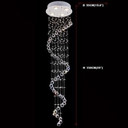 Kristály függőlámpa csillár világítás 4 lámpa ezüst baldachinos átlátszó K9 Crystal Helix mennyezeti lámpák H150CM