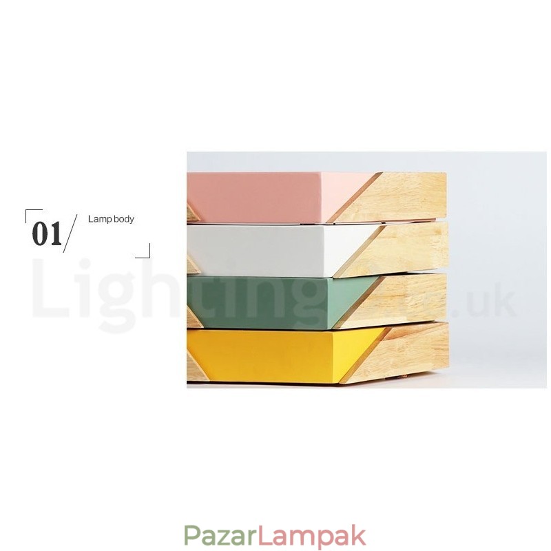 Szabályozható Macaron Ultra vékony, többszínű fa mennyezeti lámpa akril ernyős mennyezeti lámpa Nordic Style