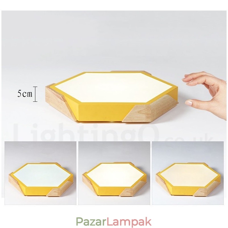 Szabályozható Macaron Ultra vékony, többszínű fa mennyezeti lámpa akril ernyős mennyezeti lámpa Nordic Style