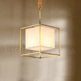 Tiszta sárgaréz egyszerű rusztikus retro vintage sárgaréz függőlámpa szövet árnyékolással