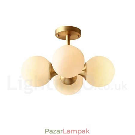 4 világos, tiszta sárgaréz, modern, kortárs, egyszerű rusztikus retro vintage süllyesztett mennyezeti lámpa üvegernyőkkel 4 világos, tiszta sárgaréz, modern, kortárs, egyszerű rusztikus retro vintage süllyesztett mennyezeti lámpa üvegernyőkkel