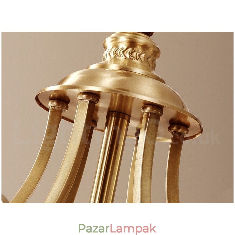 Tiszta sárgaréz, nagy luxus, rusztikus, retro vintage sárgaréz függőcsillár üvegernyőkkel