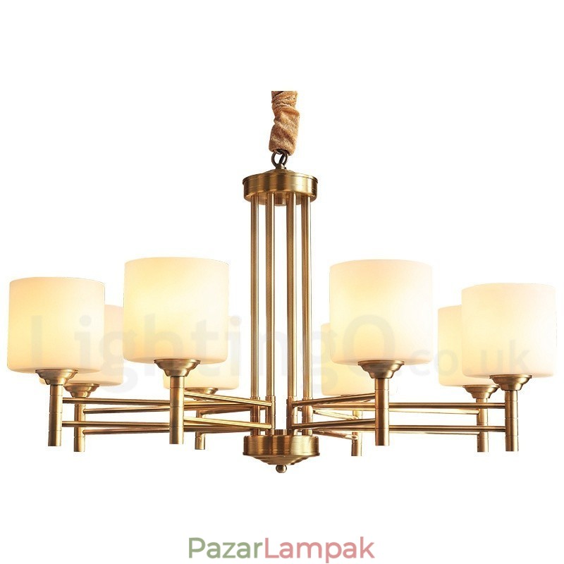 Tiszta sárgaréz, nagy luxus, rusztikus, retro vintage sárgaréz függőcsillár üvegernyőkkel