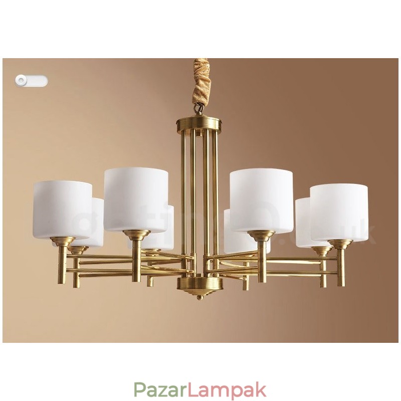 Tiszta sárgaréz, nagy luxus, rusztikus, retro vintage sárgaréz függőcsillár üvegernyőkkel