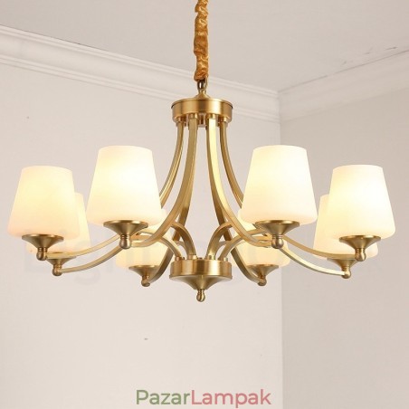 Tiszta sárgaréz, nagy luxus, rusztikus, retro vintage sárgaréz függőcsillár üvegernyőkkel Tiszta sárgaréz, nagy luxus, rusztikus, retro vintage sárgaréz függőcsillár üvegernyőkkel