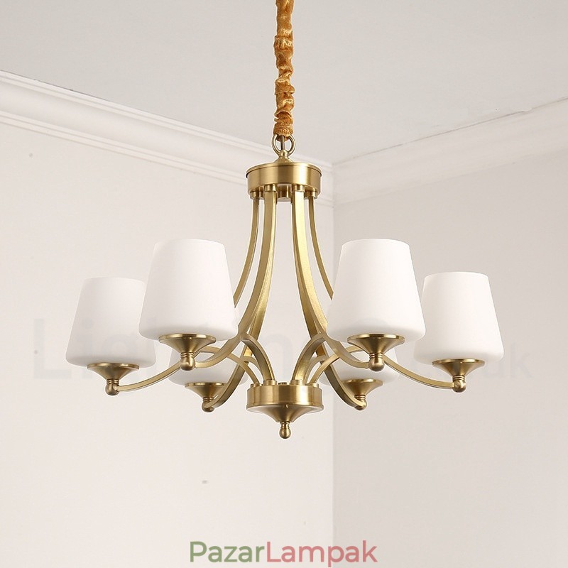 Tiszta sárgaréz, nagy luxus, rusztikus, retro vintage sárgaréz függőcsillár üvegernyőkkel