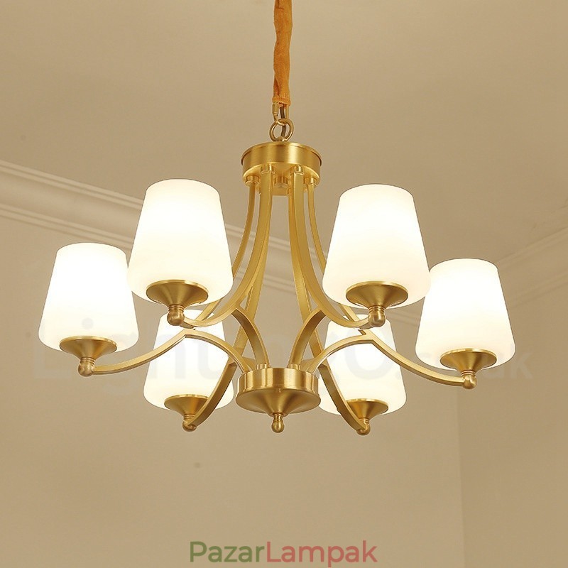 Tiszta sárgaréz, nagy luxus, rusztikus, retro vintage sárgaréz függőcsillár üvegernyőkkel