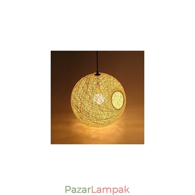 Country Simple Modern lámpa Pastoral Rattan Lámpa Kender Ball Csillár