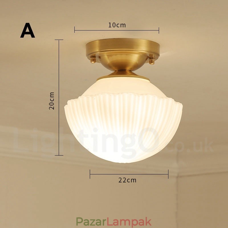 Tiszta sárgaréz rusztikus Lodge északi stílusú süllyesztett mennyezeti lámpák üveg ernyővel