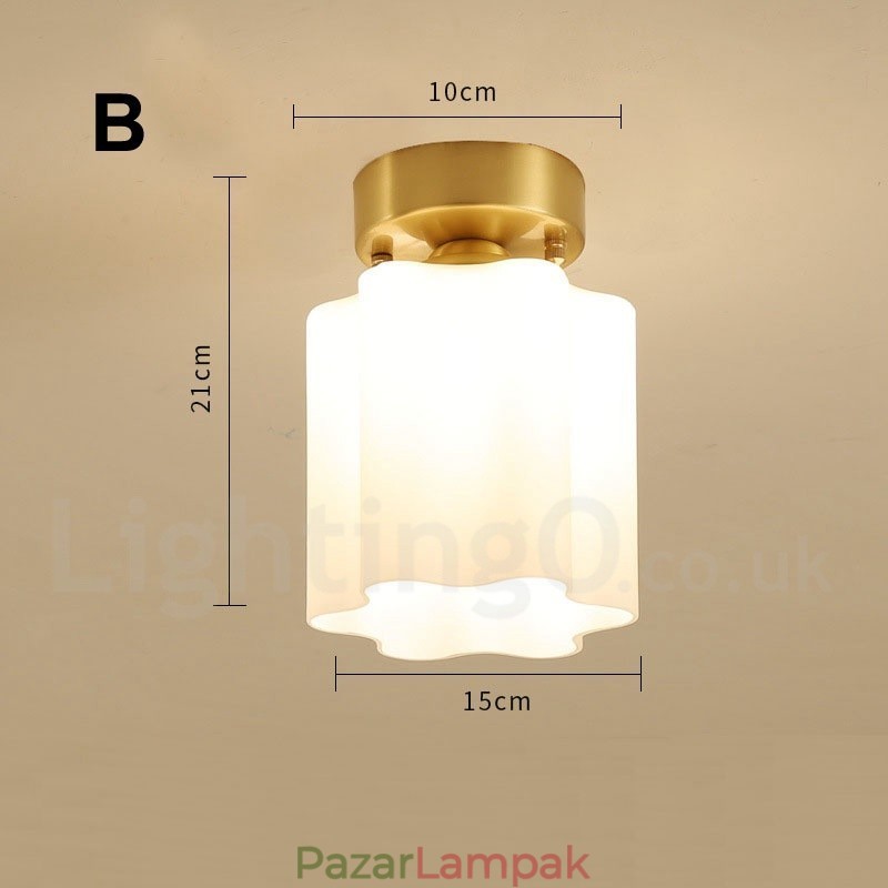 Tiszta sárgaréz rusztikus Lodge északi stílusú süllyesztett mennyezeti lámpák üveg ernyővel