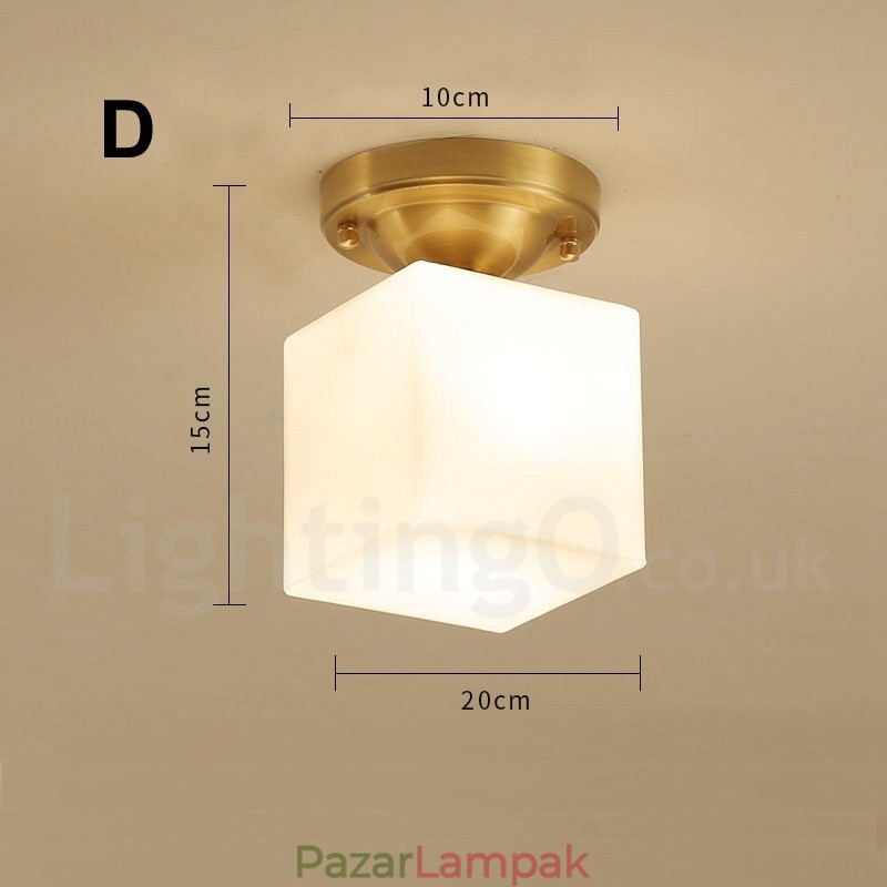 Tiszta sárgaréz rusztikus Lodge északi stílusú süllyesztett mennyezeti lámpák üveg ernyővel