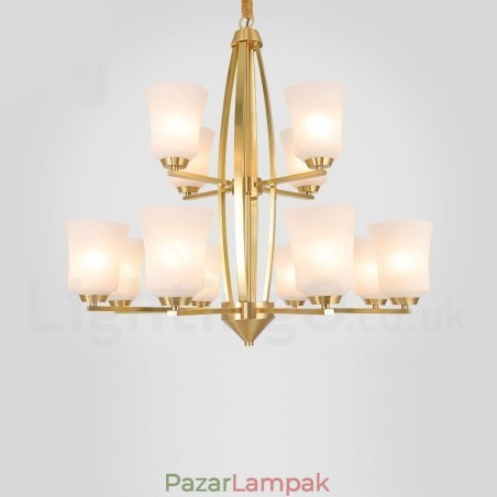 12 világos, tiszta sárgaréz, nagy luxus, rusztikus, retro vintage sárgaréz függőcsillár üvegárnyékolóval 12 világos, tiszta sárgaréz, nagy luxus, rusztikus, retro vintage sárgaréz függőcsillár üvegárnyékolóval